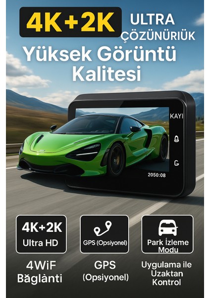 4K Araç Kamerası Wifi Gps 24 Saat Kayıt Araç Içi Kamera indirimleri