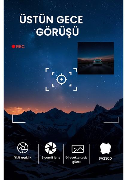 4K Araç Kamerası Wifi Gps 24 Saat Kayıt Araç Içi Kamera