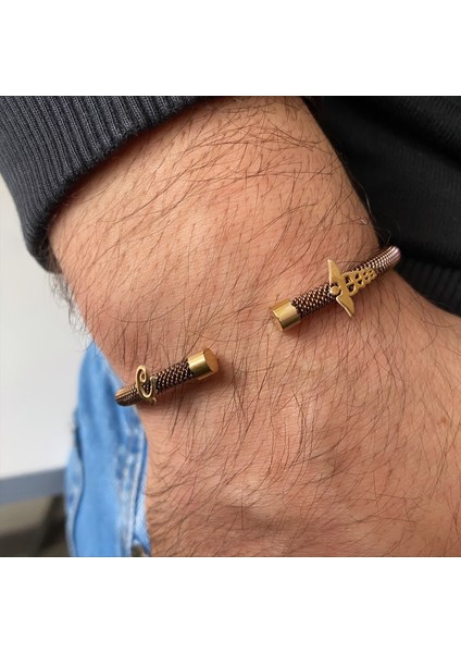 Gümüş Harf-Tıp Logolu Kahve Çelik Bileklik