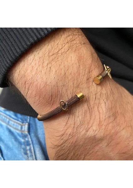 Gümüş Harf-Tıp Logolu Kahve Çelik Bileklik