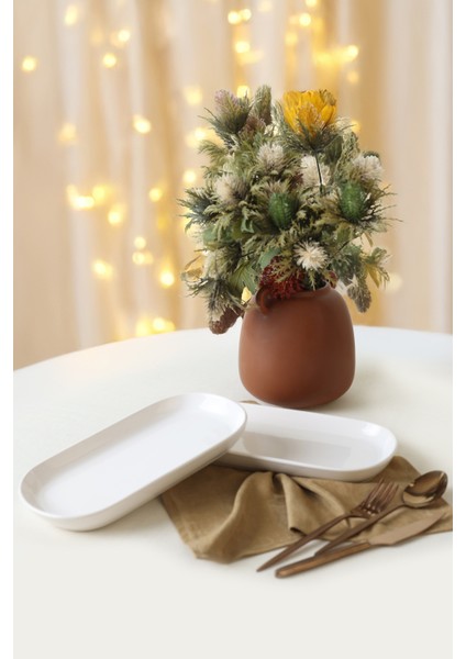 Beyaz Noyan Kayık Tabak 28 cm 2 Adet 006