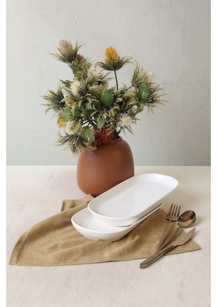 Beyaz Noyan Kayık Tabak 28 cm 2 Adet 006 fırsatları