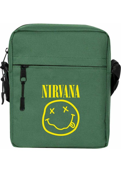 Nirvana Logo Omuz Çantası Fermuarlı Yeşil Renk