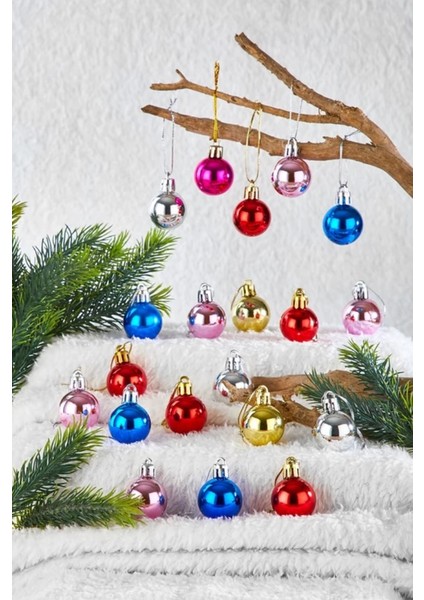 6'li Renkli 5 cm Yılbaşı Topu, Noel Topu, Çam Ağacı Topu, Süs Topu modelleri