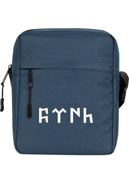 Türk Yazılı Omuz Çantası Fermuarlı Lacivert Renk