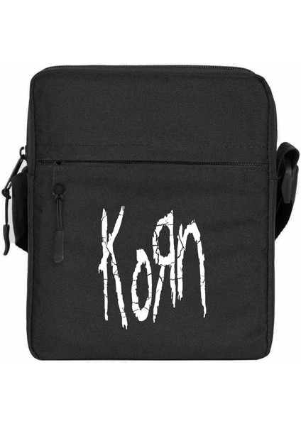 Korn Logo Omuz Çantası Fermuarlı Siyah Renk