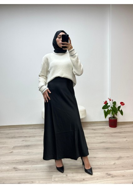 Çam Kesim Lastikli Saten Uzun Etek fiyatları