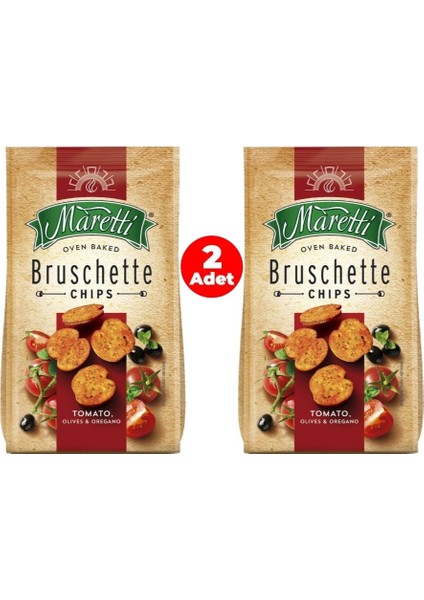 Bruschette Domates, Zeytin ve Kekik Aromalı Kızartılmış Ekmek Cips (2 Adet)