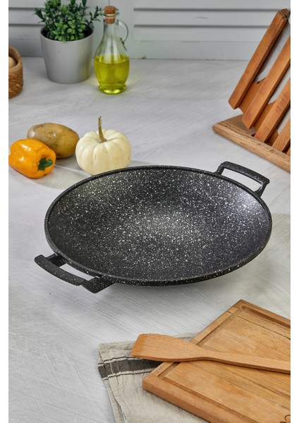 35 cm Döküm Granit Kaplama Saç Tava – Yanmaz Yapışmaz, Dayanıklı, Profesyonel Kullanım fiyatları