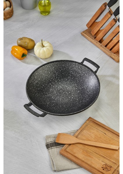 35 cm Döküm Granit Kaplama Saç Tava – Yanmaz Yapışmaz, Dayanıklı, Profesyonel Kullanım fırsatları