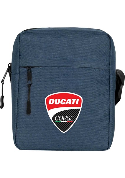 Ducati Corse Logo Omuz Çantası Fermuarlı Lacivert Renk