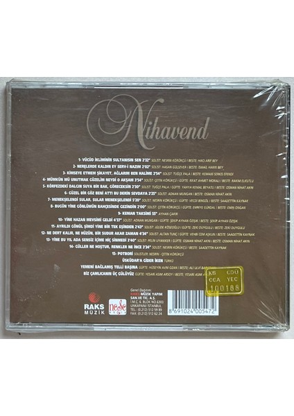 Türk Sanat Müziği Seçmeleri Nihavend CD (Jelatinli Sıfır Orijinal Dönem Baskı Cd) fiyatları