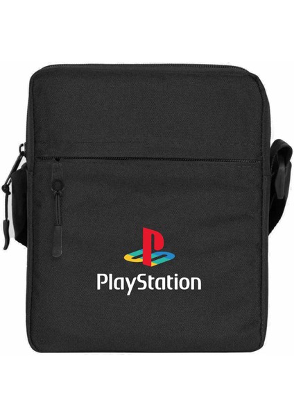 Playstation Logo White Omuz Çantası Fermuarlı Siyah Renk