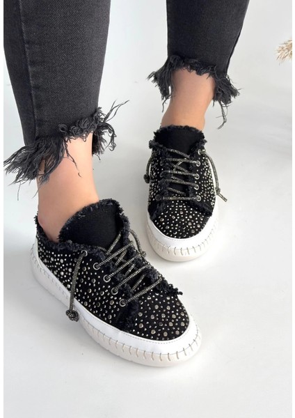 Xmpdby Guji Siyah Kot Bağcıklı Spor Ayakkabı (Numara: 37)