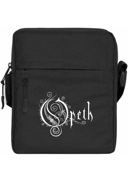 Opeth Logo White Omuz Çantası Fermuarlı Siyah Renk
