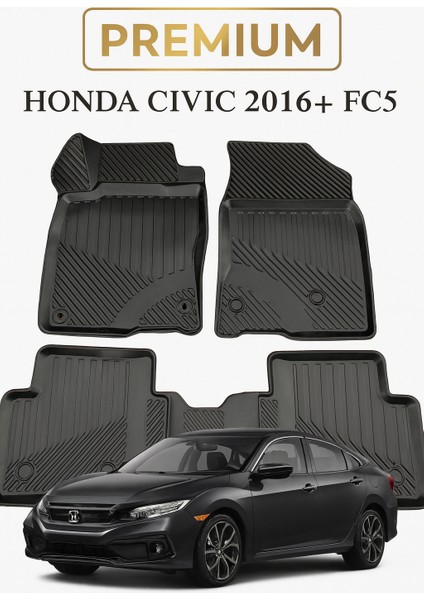 Honda Civic 2016+ Fc5 Uyumlu 3D Oto Paspas Premium