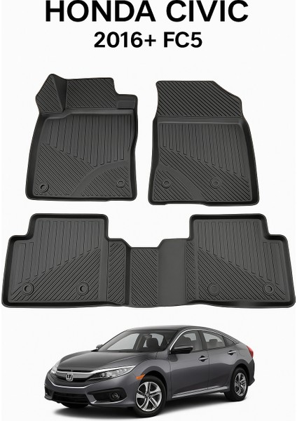 Honda Civic 2016+ Fc5 Uyumlu 3D Oto Paspas Premium indirimleri