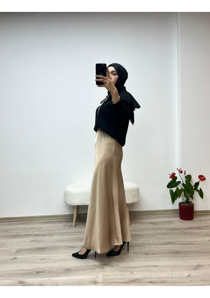 Çam Kesim Lastikli Saten Uzun Etek fiyatları