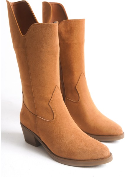 Kadın Çizme Western Kovboy Diz Altı Kaymaz Taban Kalın Topuklu Annabel fiyatları