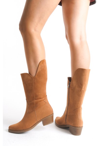 Kadın Çizme Western Kovboy Diz Altı Kaymaz Taban Kalın Topuklu Annabel fırsatları