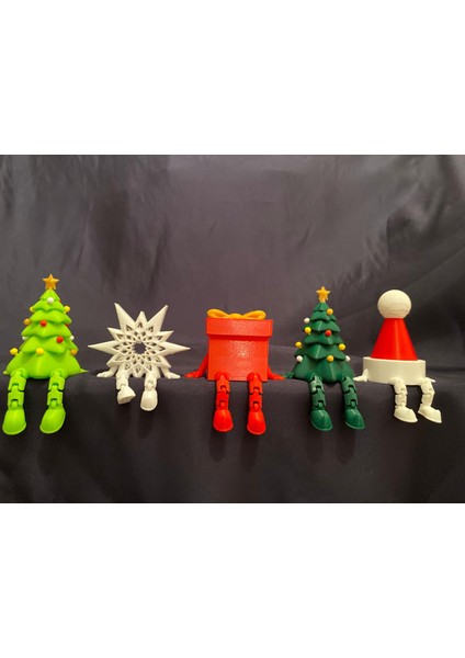 Yılbaşı Temalı Dekor Figürleri 5’li Set – Ağaç, Şapka, Hediye Kutusu ve Yıldız Yeni Yıl