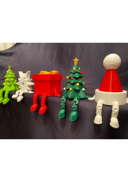 Yılbaşı Temalı Dekor Figürleri 5’li Set – Ağaç, Şapka, Hediye Kutusu ve Yıldız Yeni Yıl modelleri