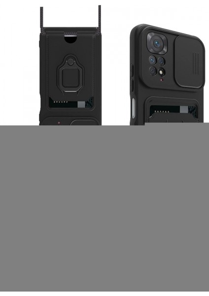 Ieg Xiaomi Redmi Note 11 Pro Kılıf Zuma Kartvizitli Yüzüklü Silikon - Siyah