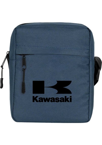 Kawaski Logo Omuz Çantası Fermuarlı Lacivert Renk