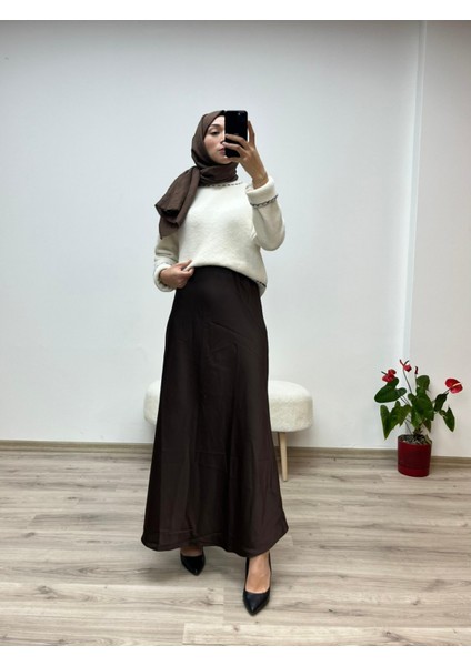 Çam Kesim Lastikli Saten Uzun Etek fırsatları