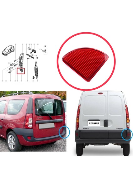 Renault Kangoo Mk1 Express Kubistar X76 Dacia Logan Mk1 Ks Mcv Van Için Arka Sağ Tampon Reflektörü fırsatları