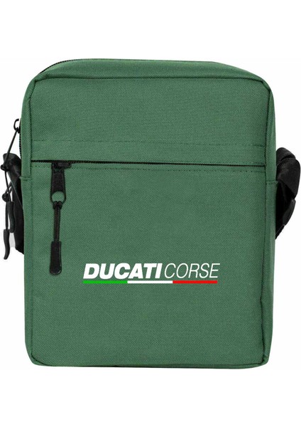 Ducati Corse Text Omuz Çantası Fermuarlı Yeşil Renk