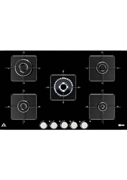 Ares 90 Xf 5 Gözlü Siyah Ankastre Cam Ocak