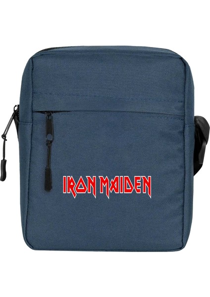 Iron Maiden Red Text Omuz Çantası Fermuarlı Lacivert Renk