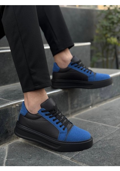 Xmpdby KB-X46 Kuback Siyah Sax Mavi Yüksek Siyah Taban Günlük Spor Ayakkabı (Numara: 41)