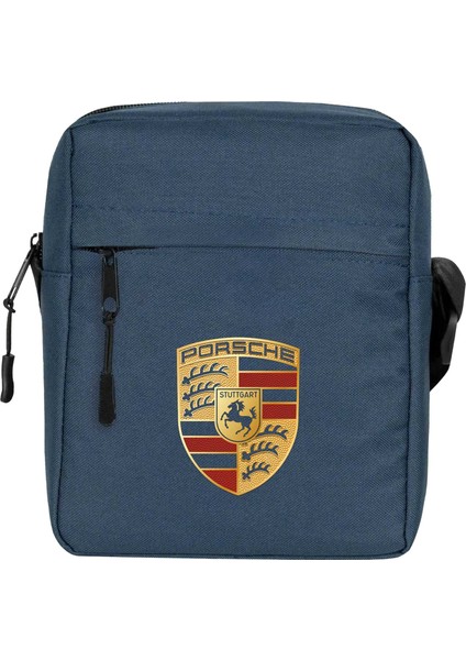 Porshe Logo Omuz Çantası Fermuarlı Lacivert Renk