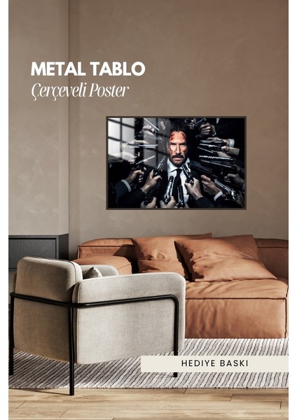 John Wick Çerçeveli Metal Poster Tablo modelleri