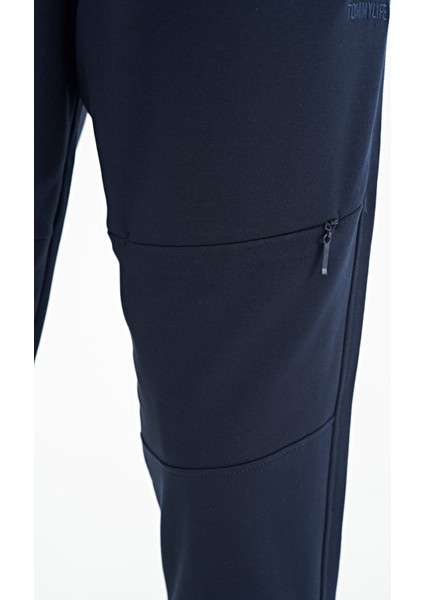 İndigo Gizli Diz Cep Detaylı Standart Kalıp Erkek Joger Eşofman Alt - 84958