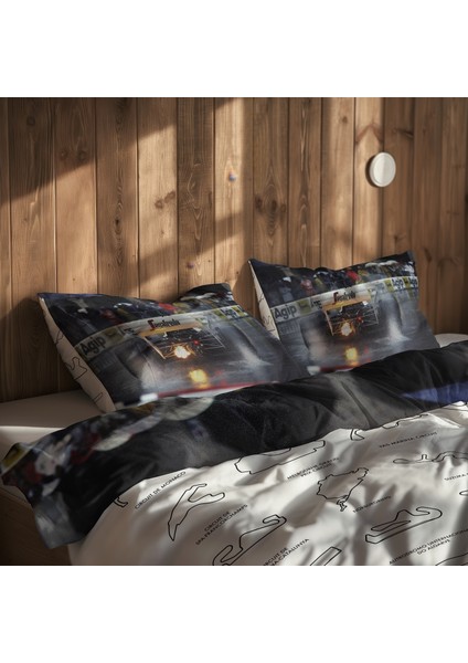 All Tracks White / Rain Man Çift Taraflı Nevresim Takımı - 200 cm x 220 cm fırsatları