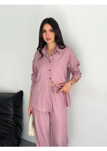 Gömlek Pantolon Ikili Takım - Toz Pembe