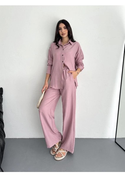 Gömlek Pantolon Ikili Takım - Toz Pembe modelleri