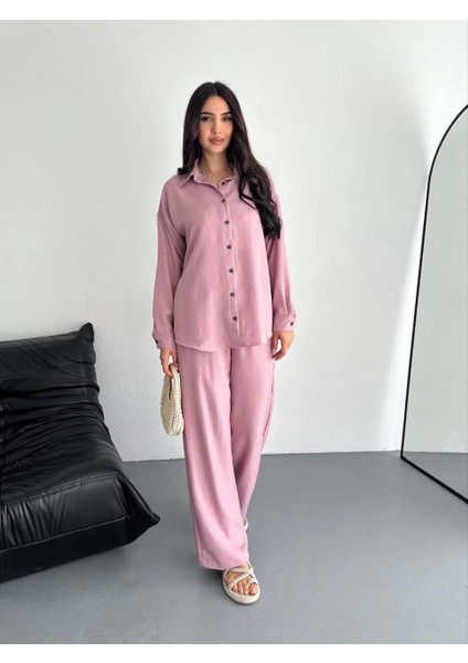Gömlek Pantolon Ikili Takım - Toz Pembe indirimleri