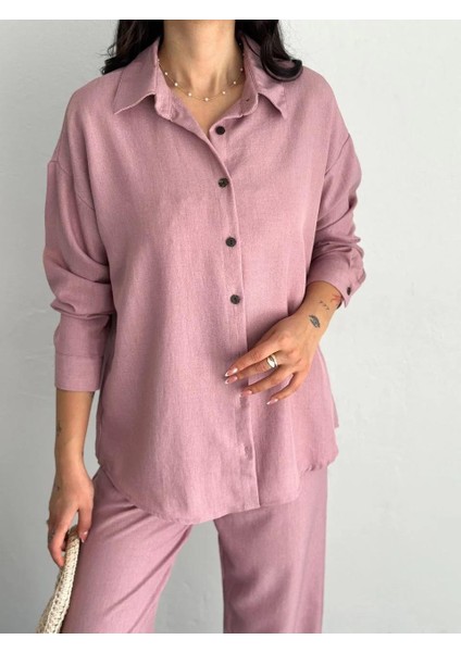 Gömlek Pantolon Ikili Takım - Toz Pembe