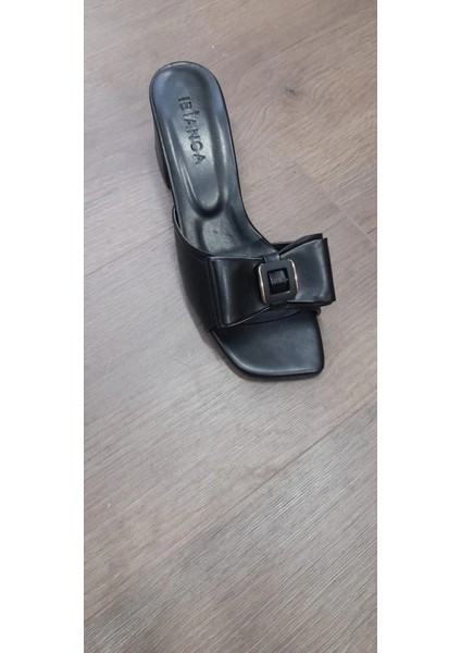 Xmpdby Veor Siyah Cilt Topuklu Terlik (Numara: 38)