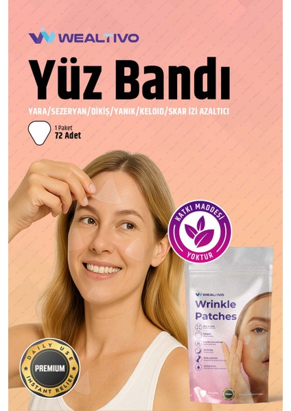 Yüz Bandı 72’li Şeffaf Kırışıklık ve Kaz Ayağı Için Yüz Germe Bantları Wrinkle Patch Seti