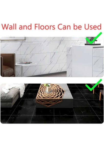 Siyah Mermer Desen Yapışkanlı Pvc Duvar Kaplama Mutfak Banyo Sticker 30*60CM (6 Adet) 1,08MT2