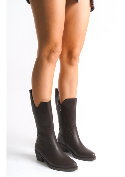 Kadın Çizme Western Kovboy Diz Altı Kaymaz Taban Kalın Topuklu Annabel indirimleri