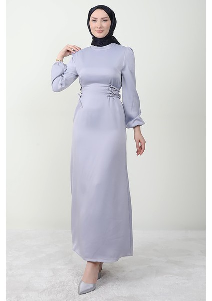 Sahra Tesettür Elbise Gri