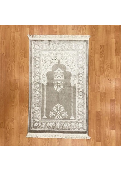 Geleneksel Motifli Yünlü Seccade Gri