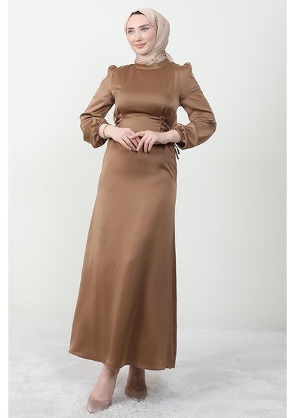Sahra Tesettür Elbise Karamel