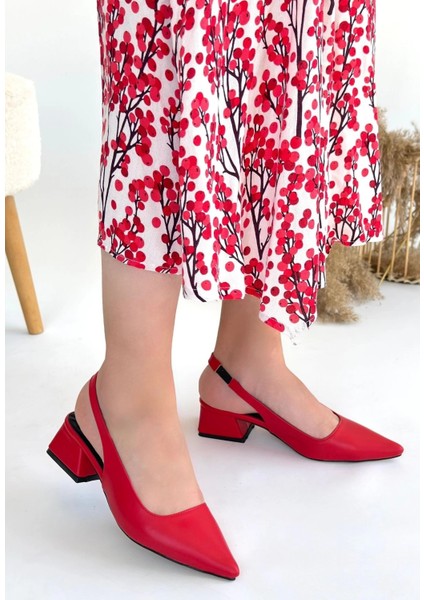 Xmpdby Morji Kırmızı Cilt Topuklu Ayakkabı (Numara: 42)